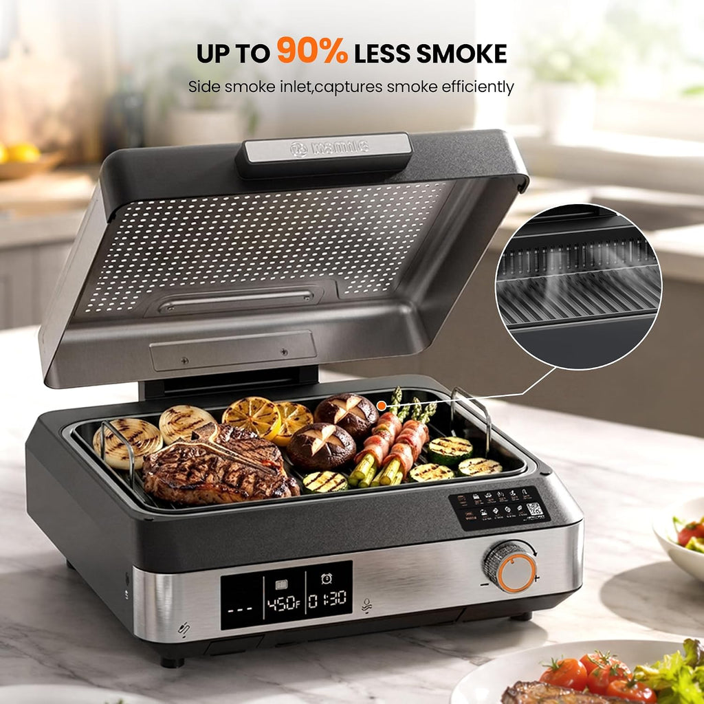 Kismile Smokeless Indoor Grill & Electric Griddle, 2-in-1 Countertop Grill