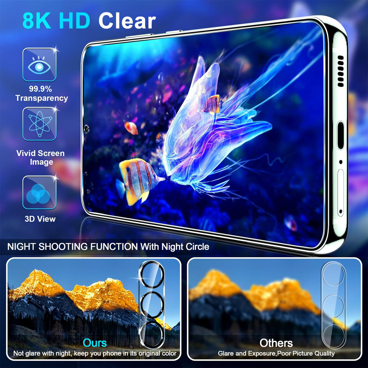 firtstnow 3 Pack for Samsung Galaxy S25 Ultra Screen Protector Tempered Glass + 3 Pack Camera Lens Protector, Military Grade Shatterproof, 9H Hardness, Fingerprint Unlock,Case Friendly 6.9 Inch