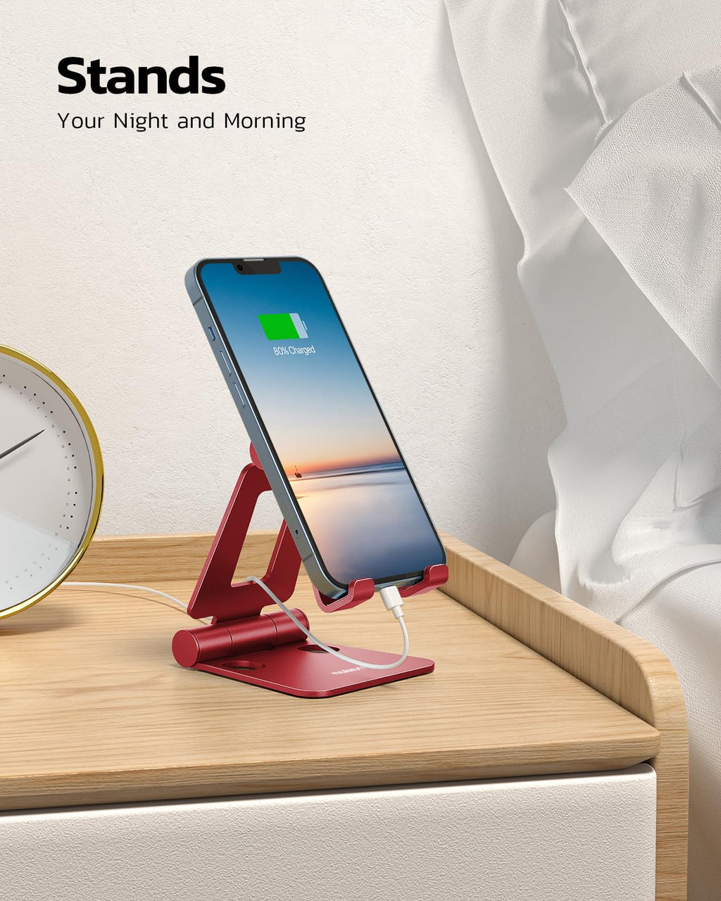 Nulaxy Full Aluminum Dual Folding Cell Phone Stand for Desk, Purple