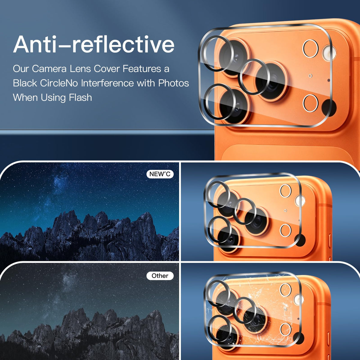 NEW'C for iPhone 16 Pro Screen Protector + Camera Lens Protector + Tool