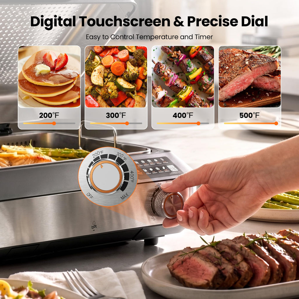 Kismile Smokeless Indoor Grill & Electric Griddle, 2-in-1 Countertop Grill