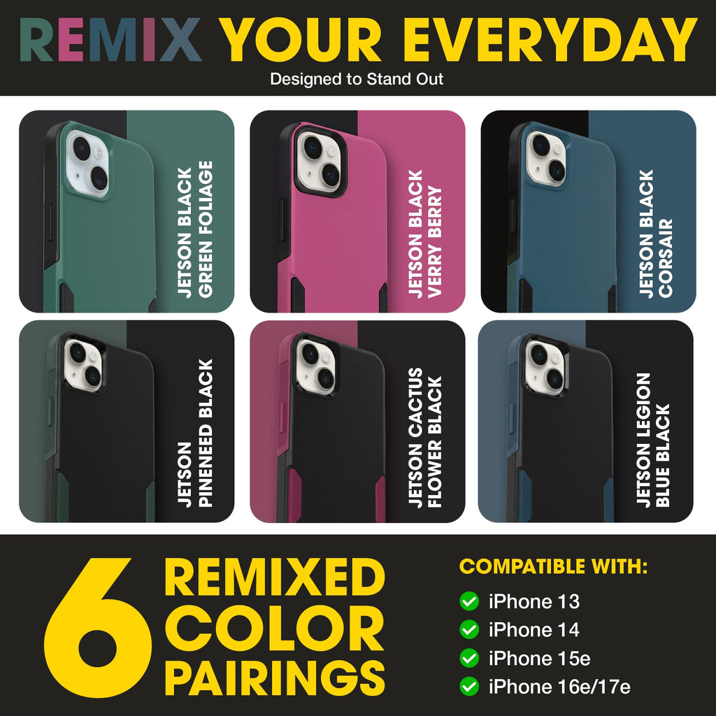 OtterBox iPhone 17e, 16e, 15, 14, & 13 Commuter Series Case - Black, Slim & Tough, Pocket-Friendly, with Port Protection - Thin & Protective iPhone Case, Dual-Layer, Impact Absorbing iPhone Case