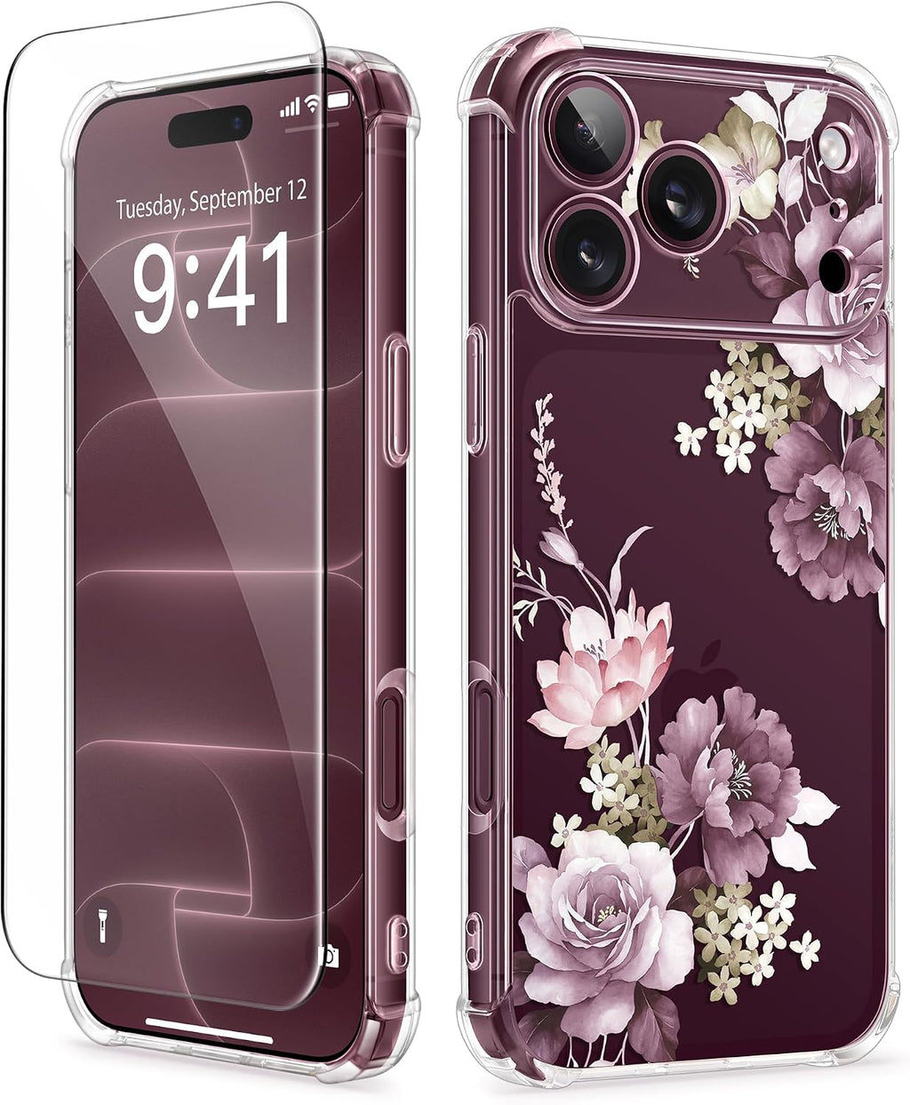 GVIEWIN for iPhone 18 Pro Max Case/17 Pro Max Case Floral Clear Slim Women