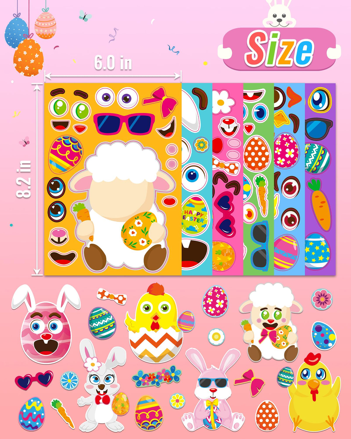 24 Pcs Make Your Own Axolotl Sticker, Party Favors Face Stickers for Kids