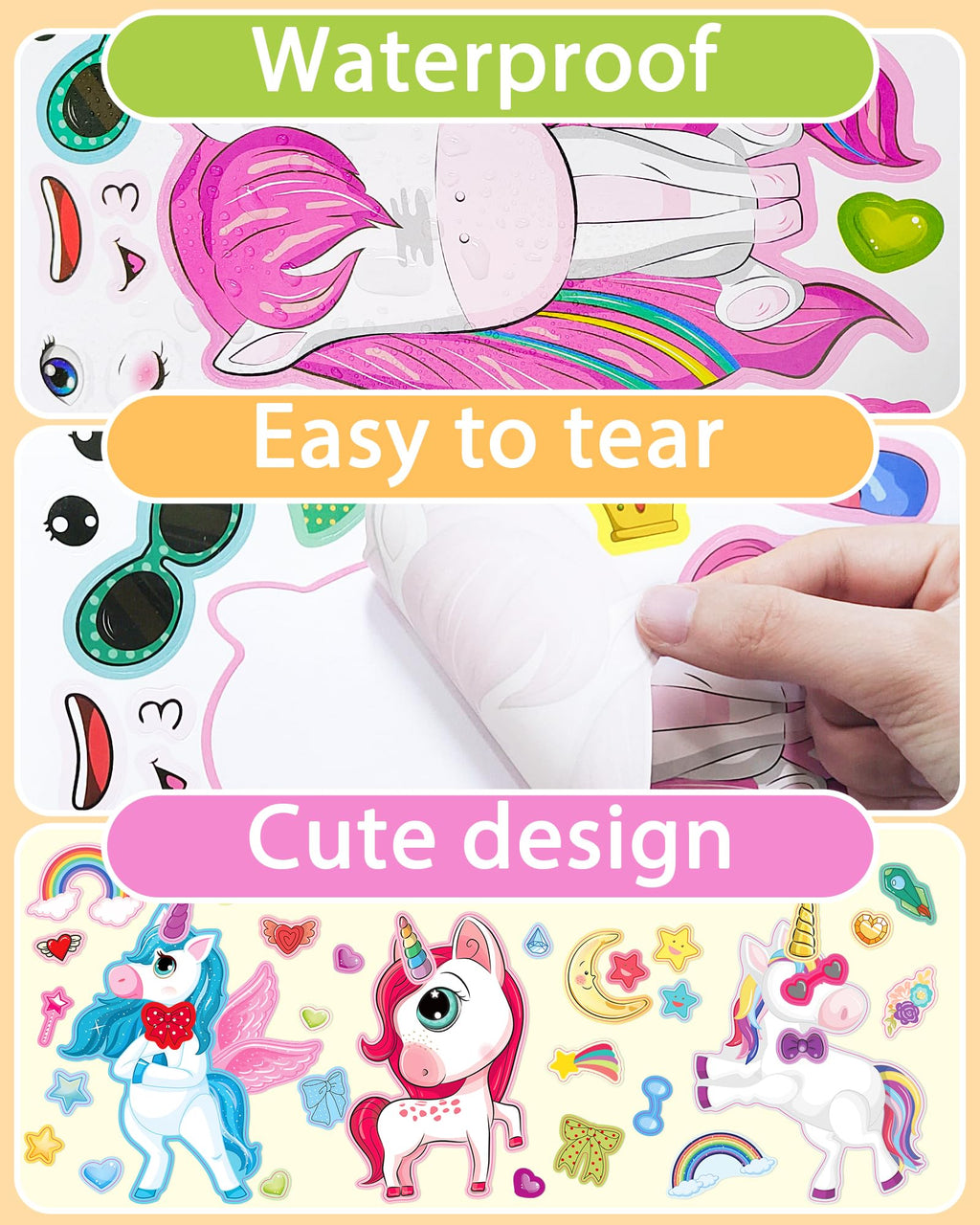 24 Pcs Make Your Own Axolotl Sticker, Party Favors Face Stickers for Kids