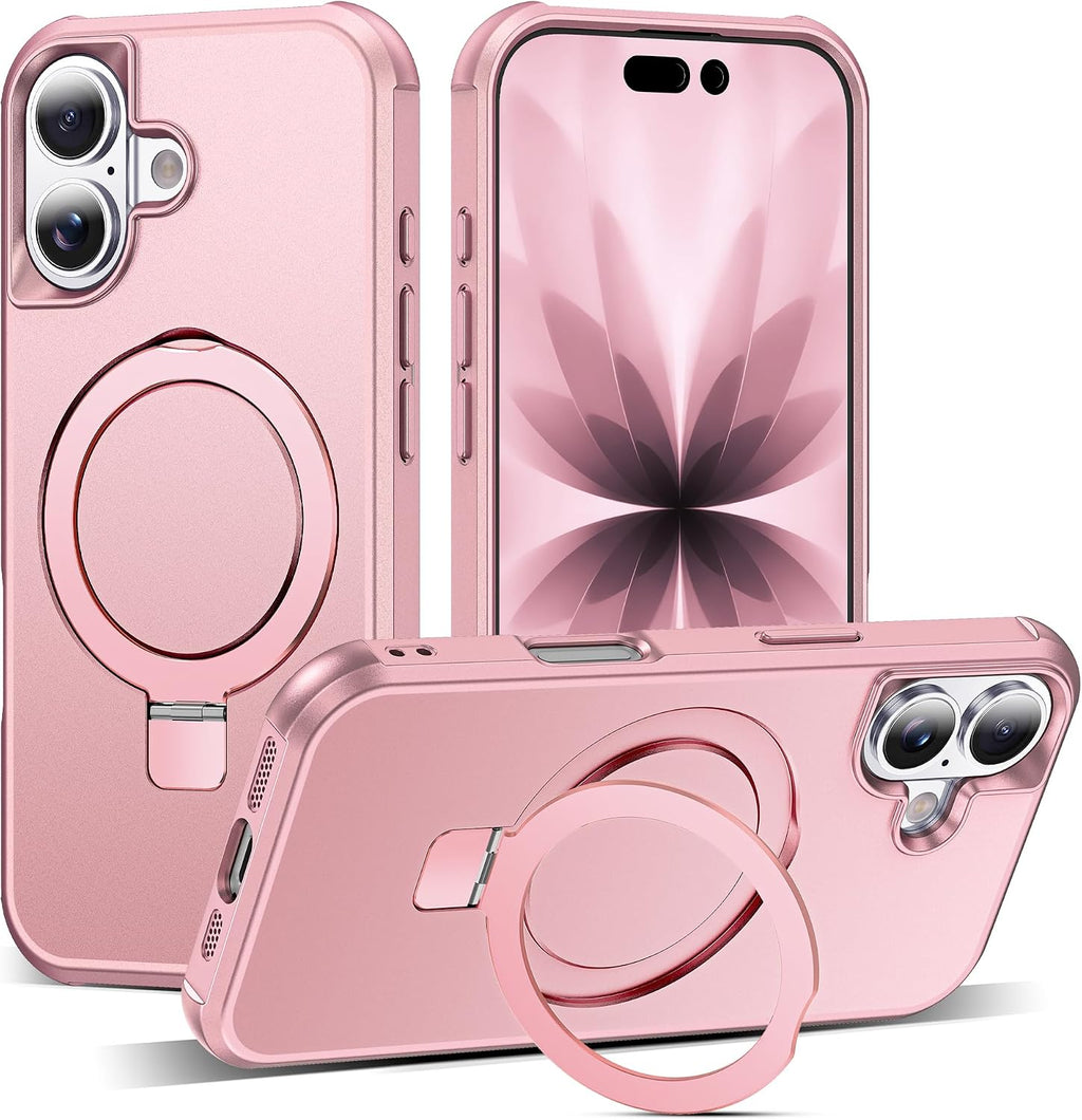 SKYLMW Compatible with iPhone 17 Case with Stand,Rose Gold