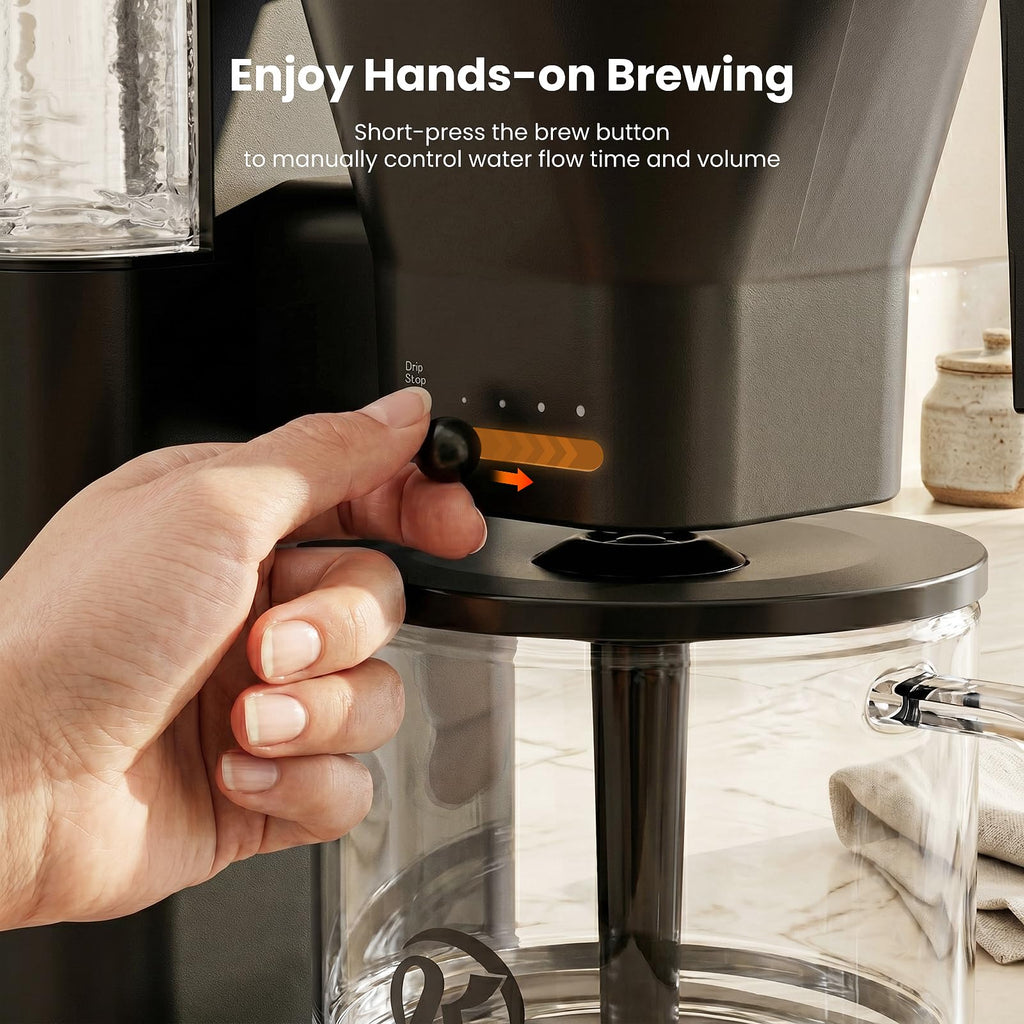 Kismile SCA Certified 8-Cup Coffee Maker, 6-Min Quick Brew, Hot & Cold Brew Coffee Machine, Adjustable Flow Control, Magnetic Anti-Drip, Keep Warm, DIY Manual Mode, Dishwasher Safe, Olive Green