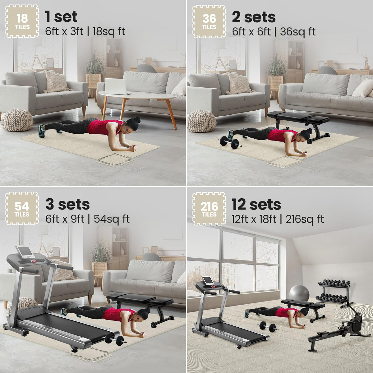 bemaxx Gym Mats Set - EVA Interlocking Foam Floor Tiles Workout Mat Puzzle