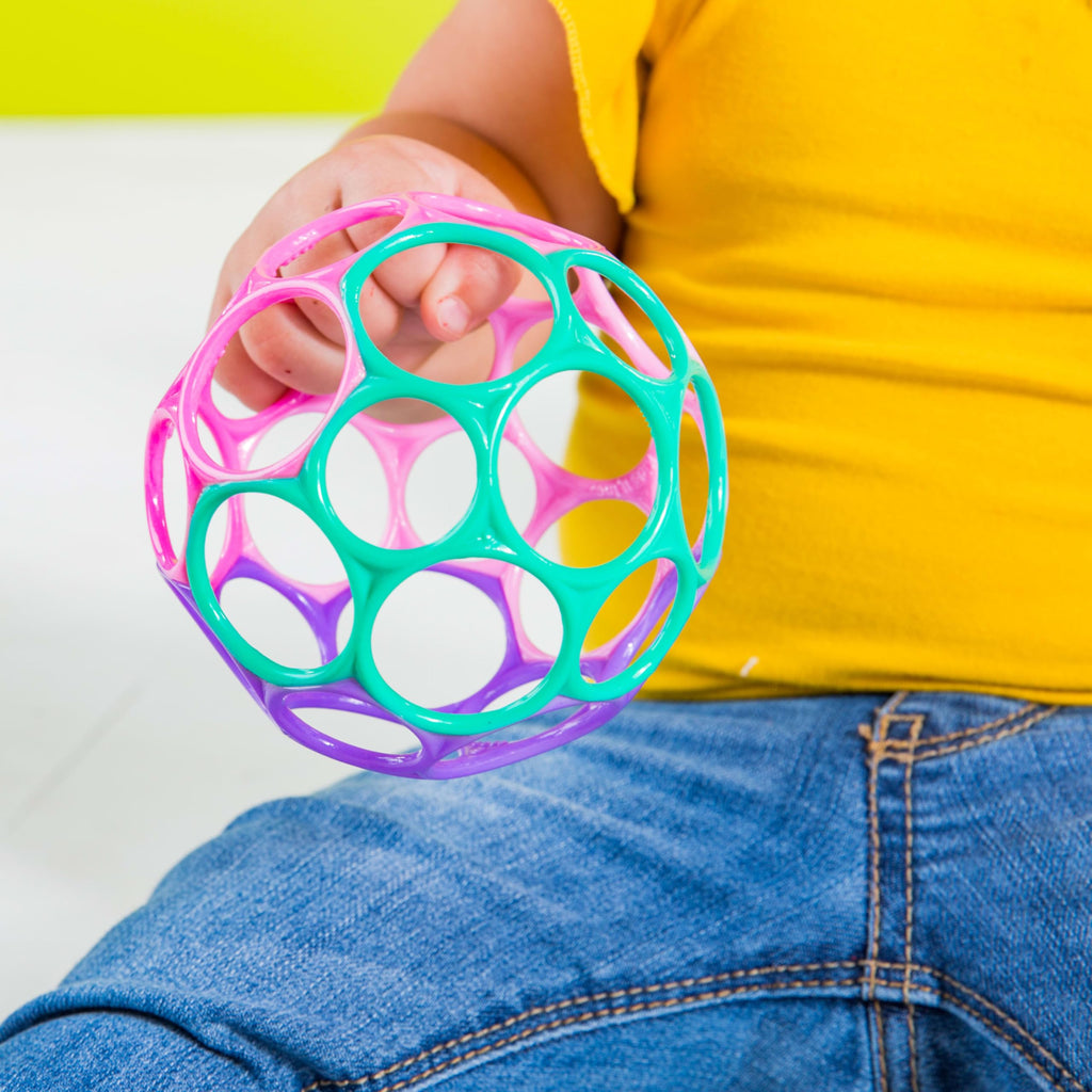 Bright Starts Oball Easy Grasp Classic Ball BPA-Free Infant Toy in Red, Yellow, Green, Blue, Age Newborn and up, 4 Inches