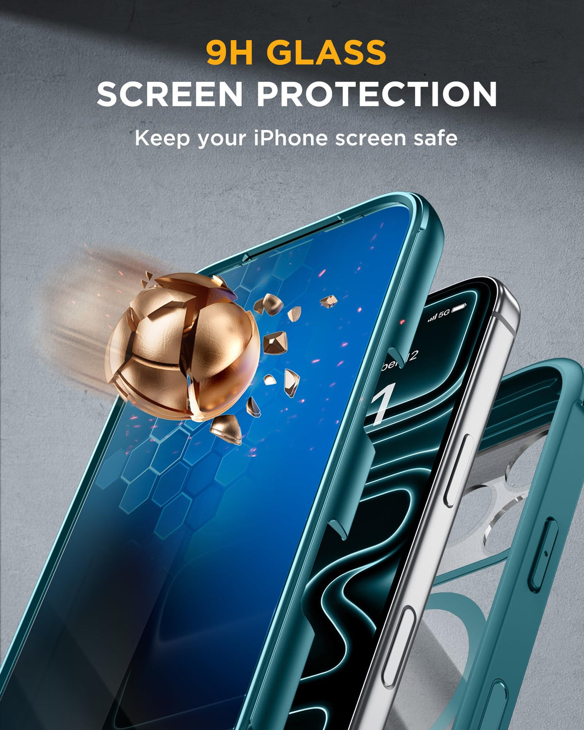 Miracase for iPhone 15 Pro Case 6.1'',with Private Screen Protector,Black