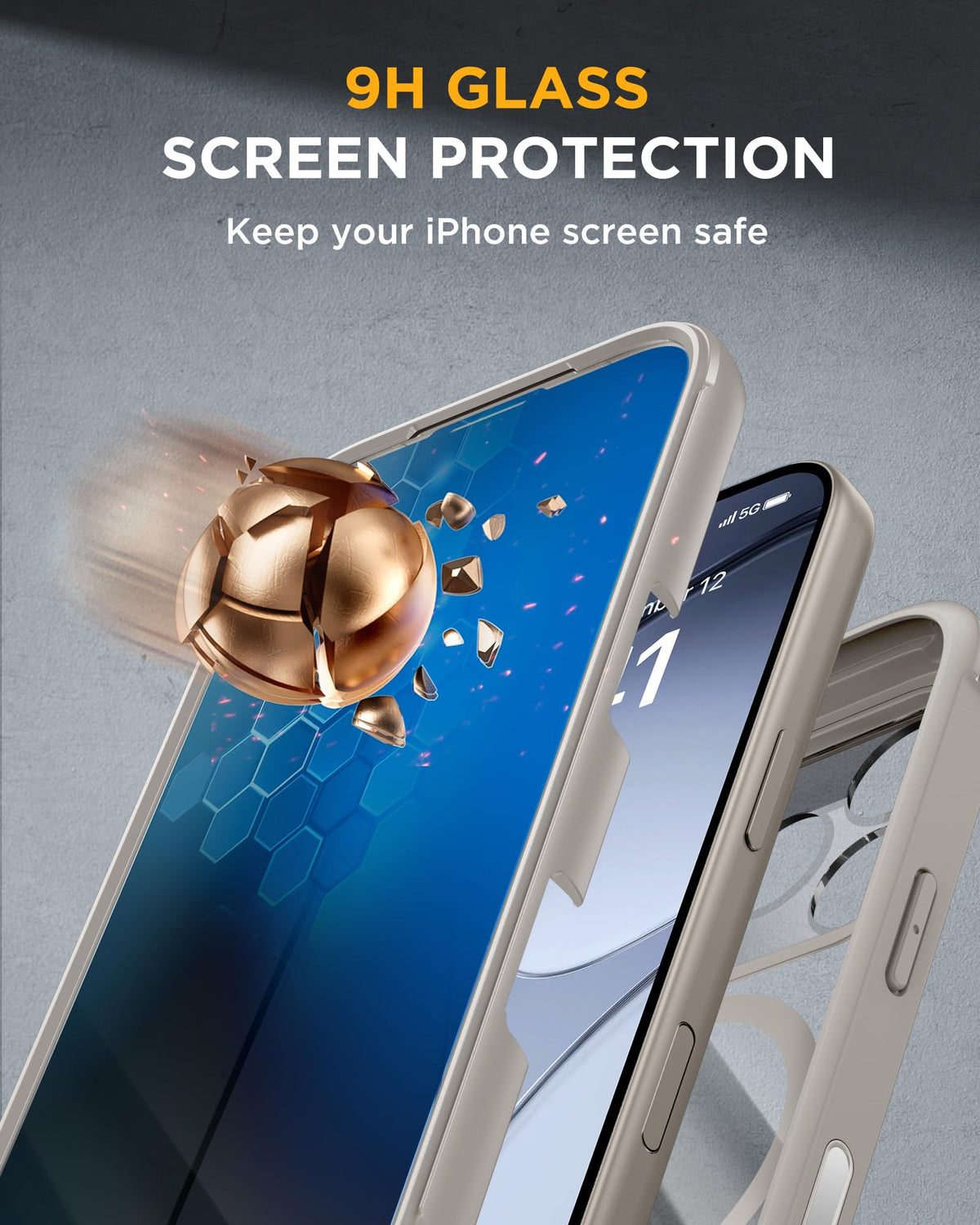 Miracase for iPhone 15 Pro Case 6.1'',with Private Screen Protector,Black