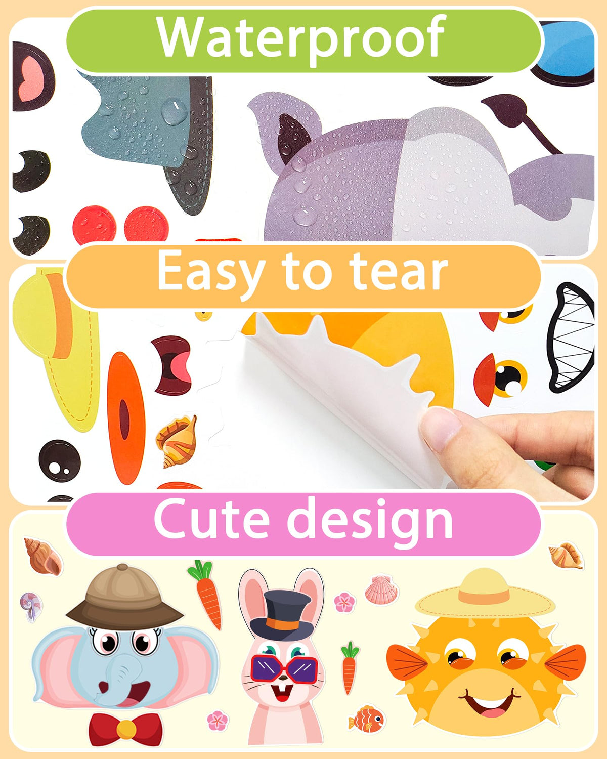 24 Pcs Make Your Own Axolotl Sticker, Party Favors Face Stickers for Kids