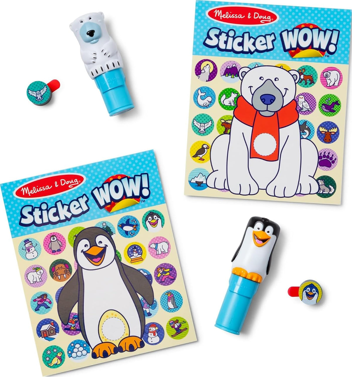 Melissa & Doug Sticker Wow!® Winter (Polar Bear and Penguin) Value Pack Arts and Crafts Collectibles - 2 Activity Pads, 2 Sticker Stampers, 2 Bonus Stacks - FSC Certified