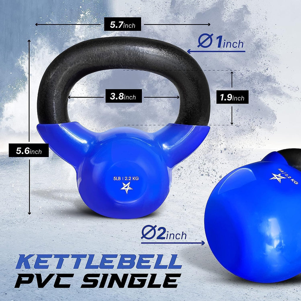 Yes4All Vinyl Kettlebell, 5–100 Lb Strength Training Kettlebell