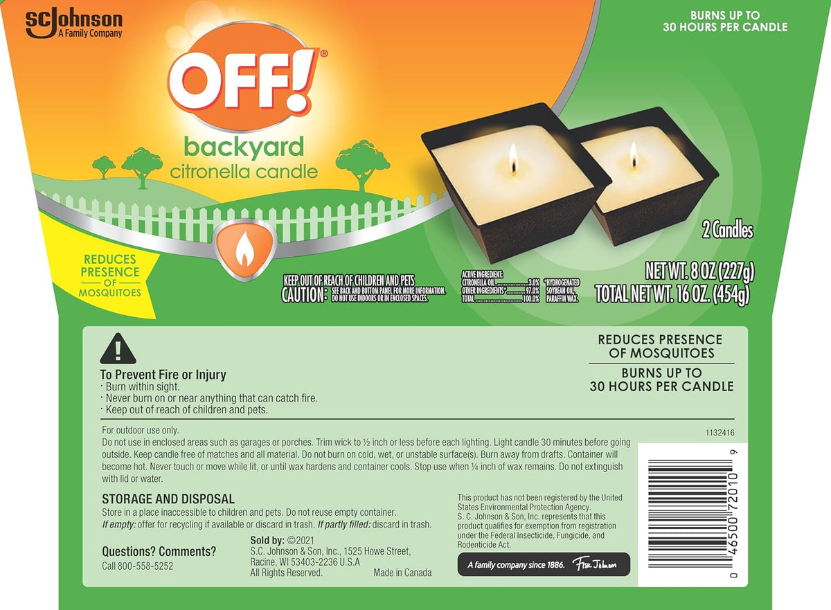 OFF! Backyard Citronella Outdoor Candle, 8 oz (2-Pack)