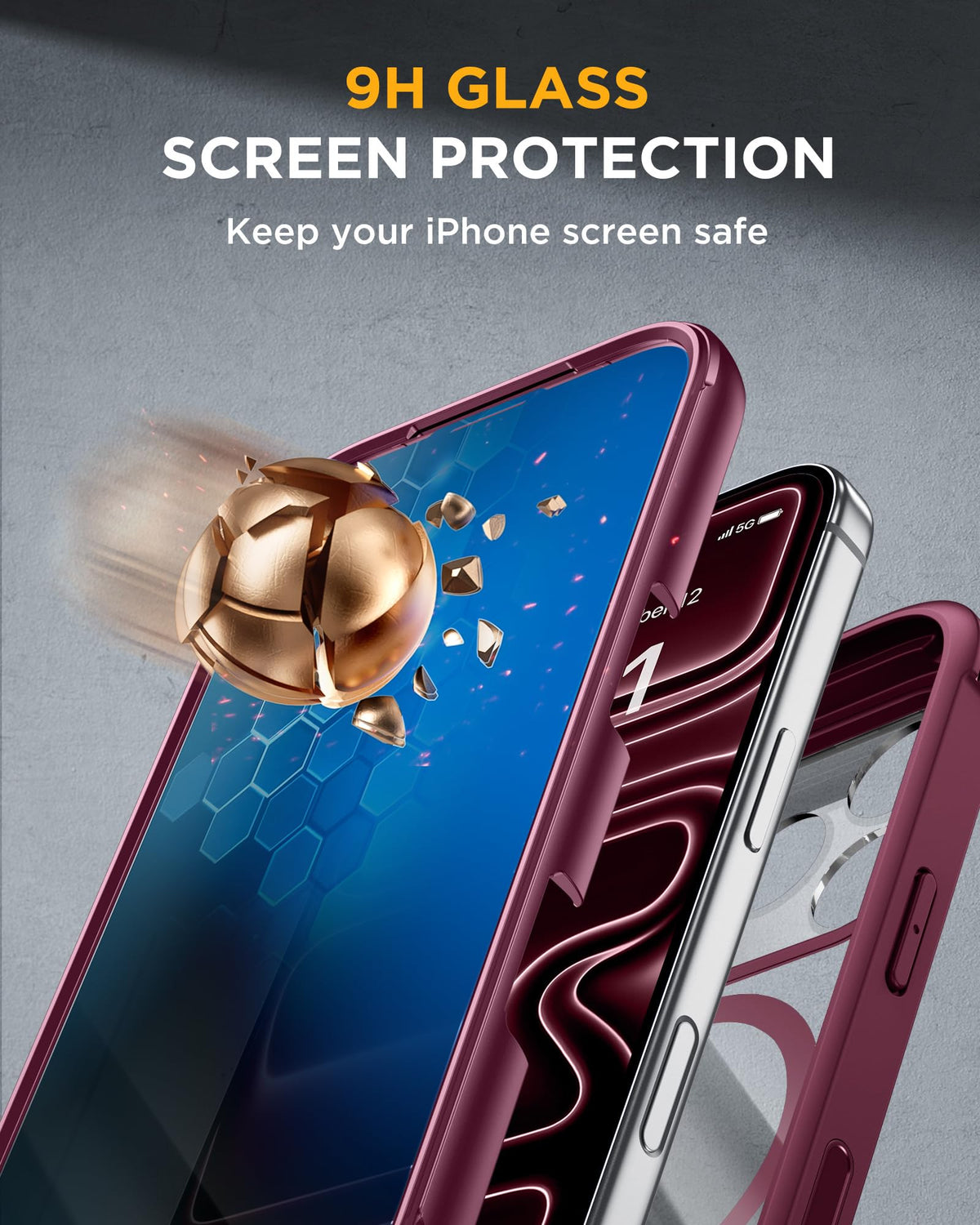 Miracase for iPhone 15 Pro Case 6.1'',with Private Screen Protector,Black