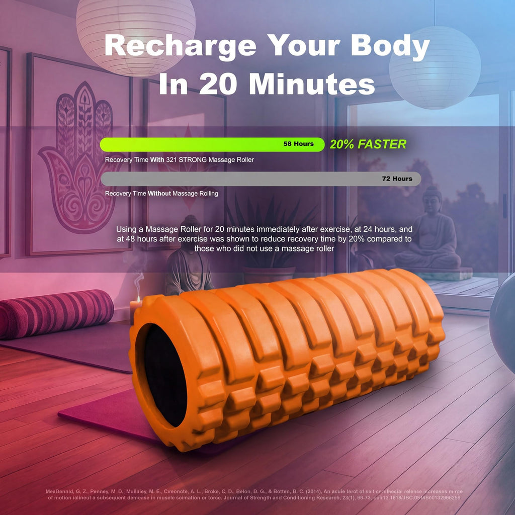 321 STRONG Patented 3-Zone Massage Roller, Medium Density for Exercise