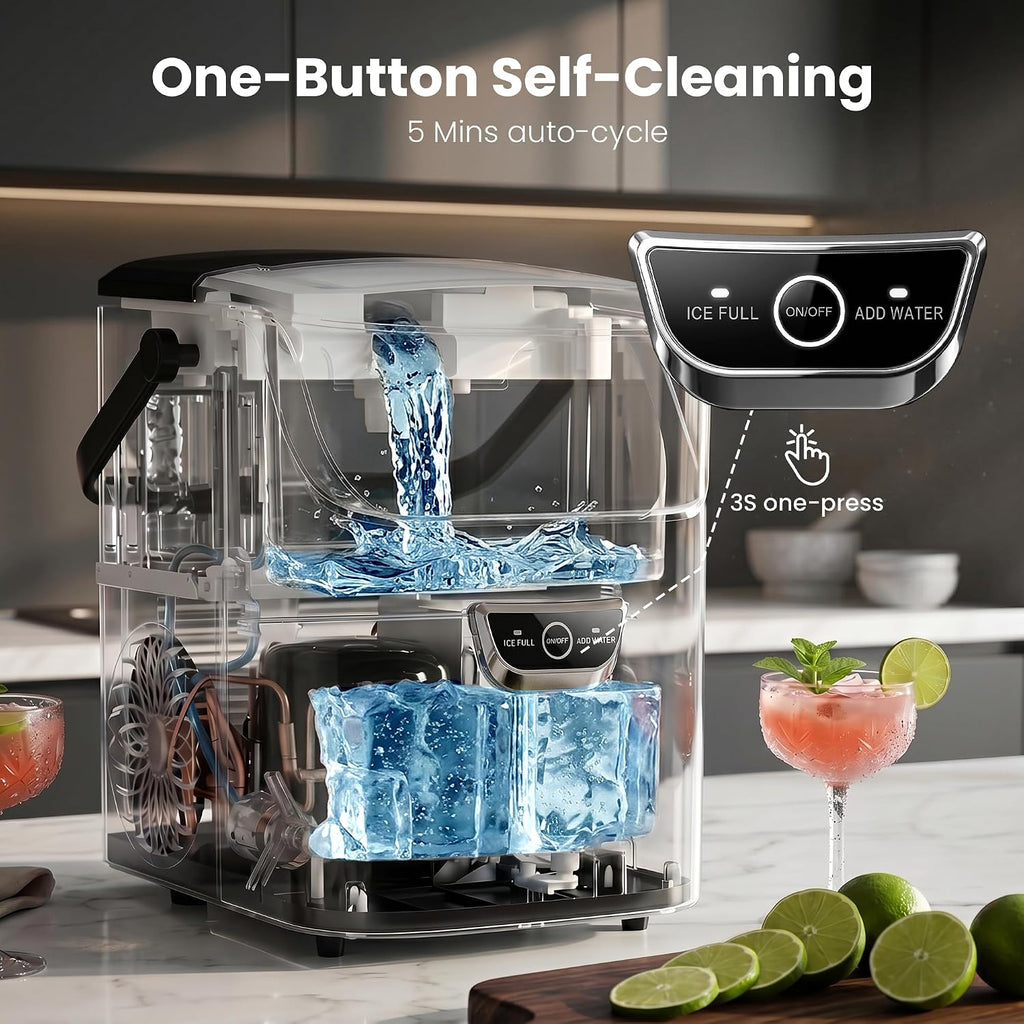 AGLUCKY Nugget Ice Makers Countertop, 35lbs/Day Crushed Ice Machine