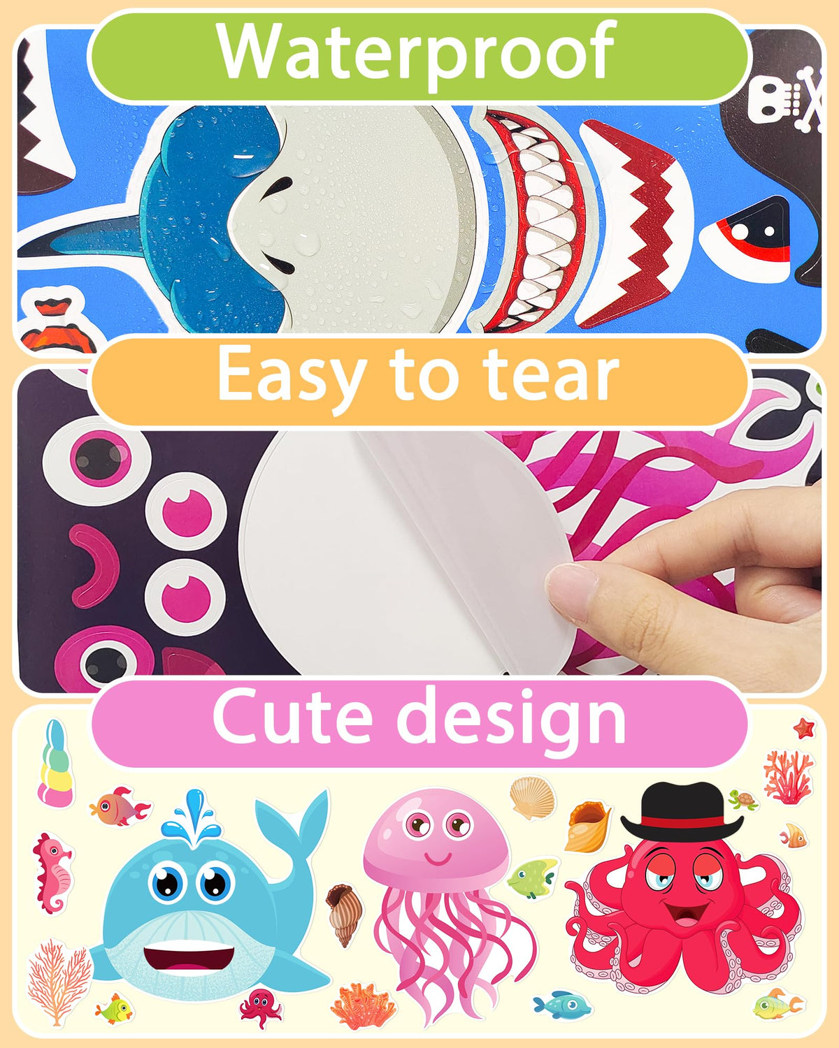 24 Pcs Make Your Own Axolotl Sticker, Party Favors Face Stickers for Kids