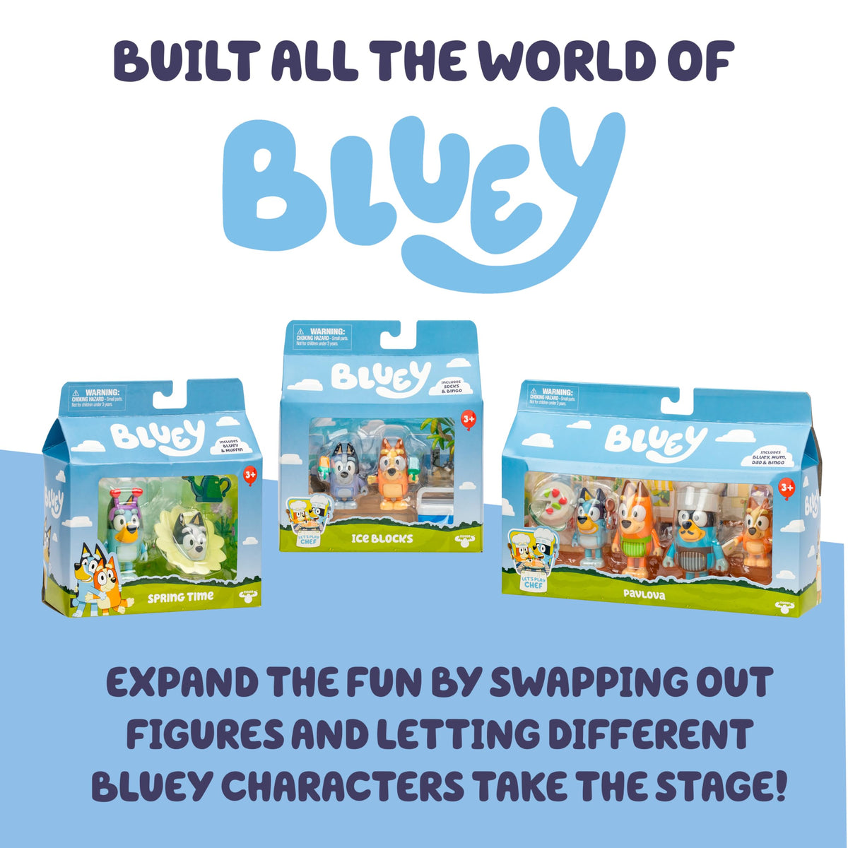 Bluey Family Figure 4-Pack, Poseable Toys with Bingo & Bandit