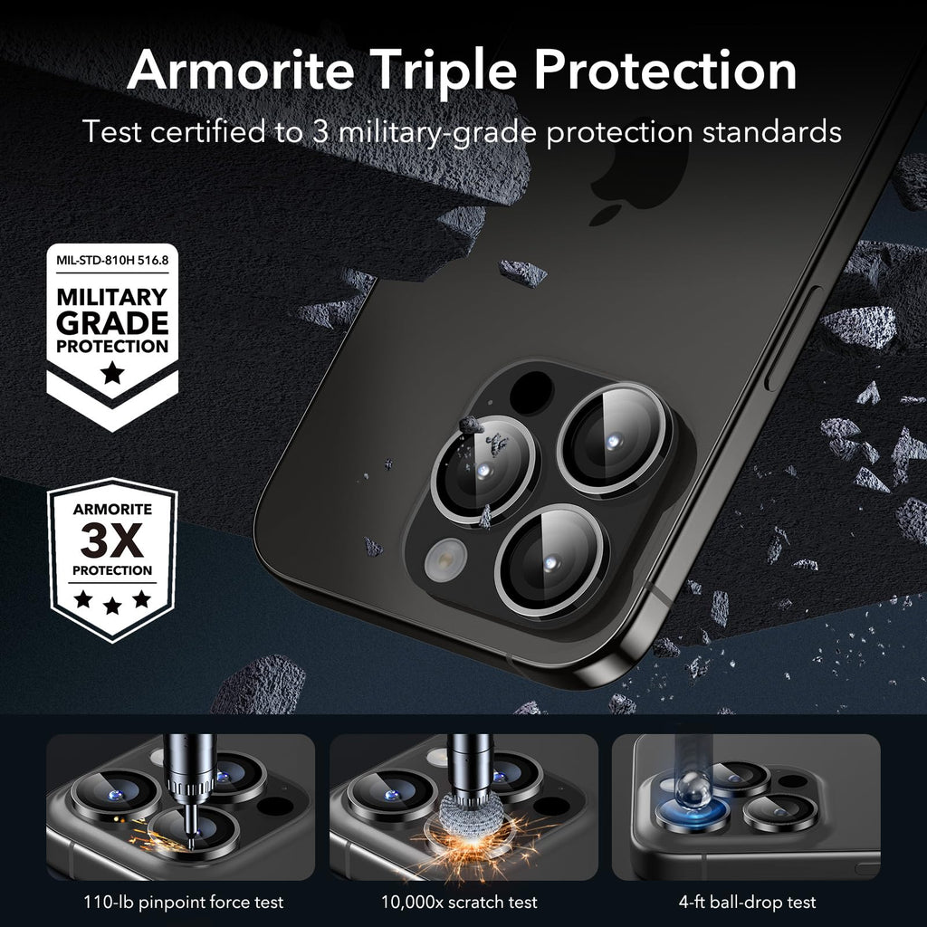 ESR for iPhone Duo Camera Lens Protector, 2 Pack, Black