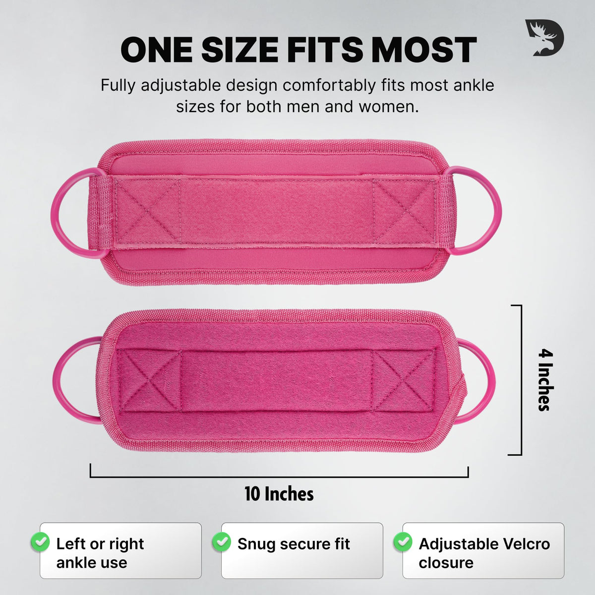 DMoose Ankle Strap for Cable Machine - One Size Fit with Premium Padding, Workout Kickback Ankle Cuffs, Ankle Bands for Working Out, Booty Workouts, Leg Extension, Hip Abductors & Lower Body Exercises