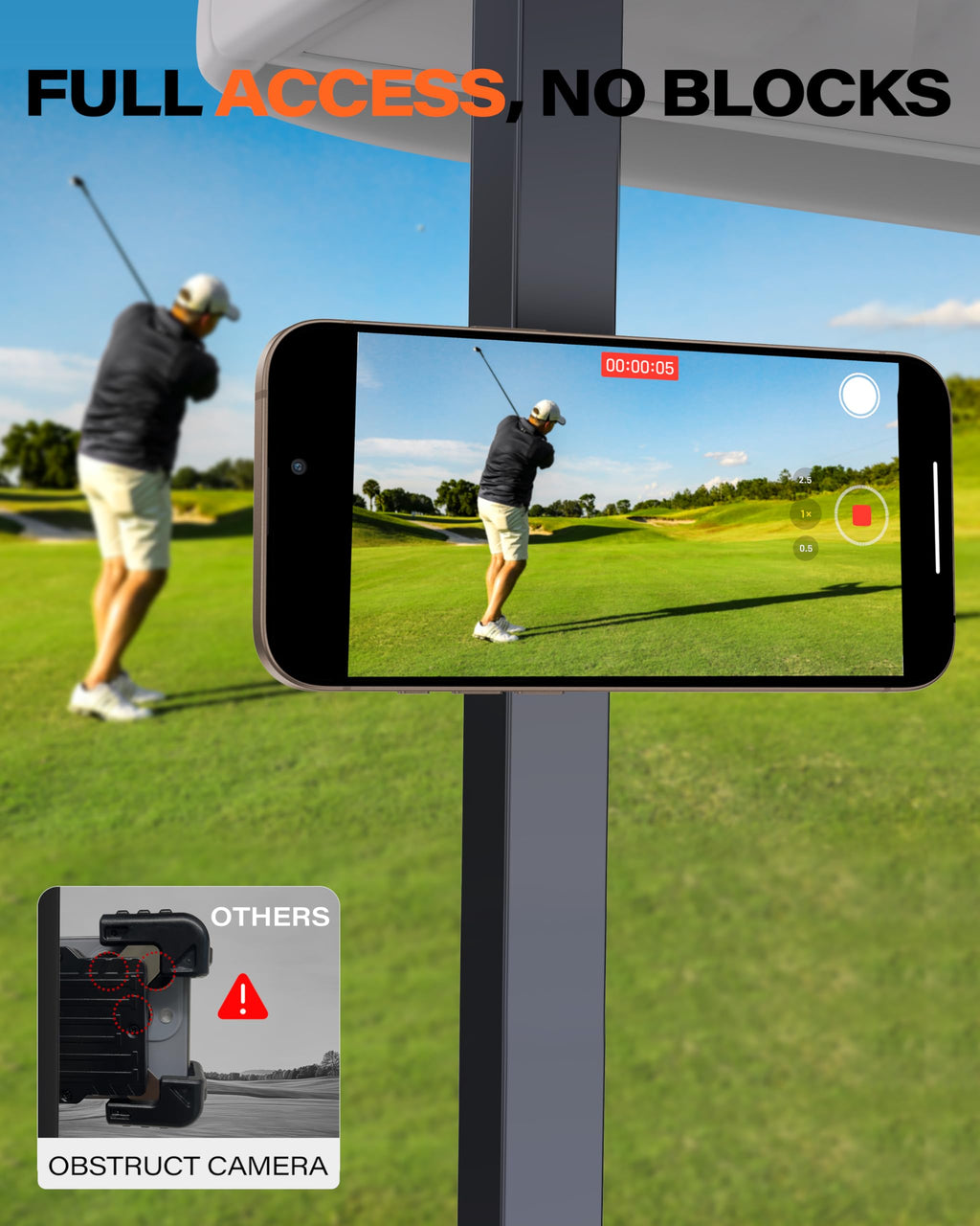 A2C Silver Alloy Magnetic Golf Cart Phone Holder Mount, Golf Accessories