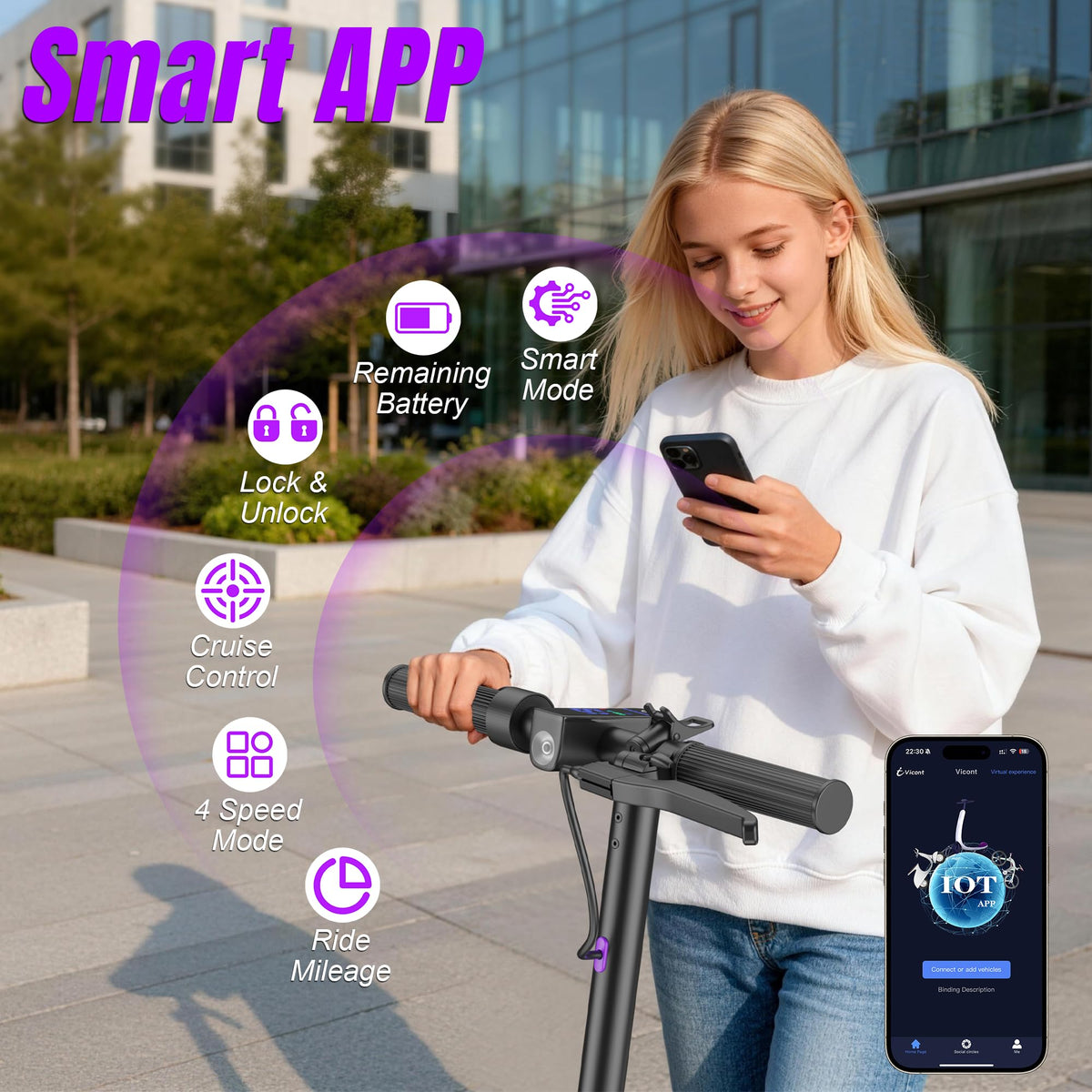 VOLPAM Electric Scooter, 350W/500W Motor, 21/28/40 Miles Long Range