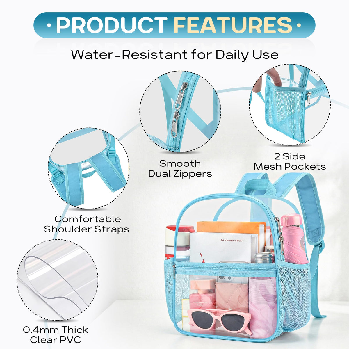 Oraben Clear Backpack for Stadium Events Sports Fan Backpack Stadium Bag