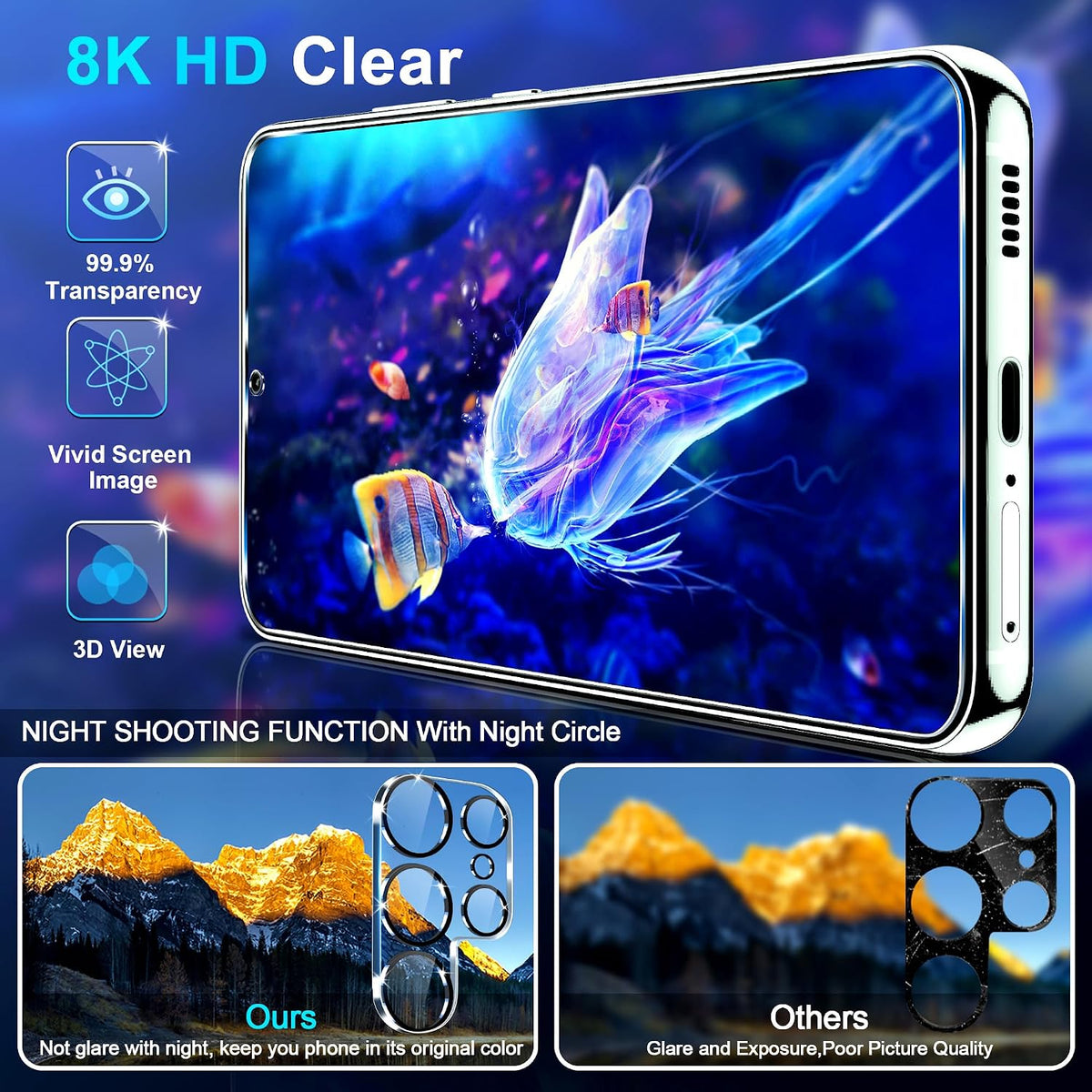 firtstnow 3 Pack for Samsung Galaxy S25 Ultra Screen Protector Tempered Glass + 3 Pack Camera Lens Protector, Military Grade Shatterproof, 9H Hardness, Fingerprint Unlock,Case Friendly 6.9 Inch