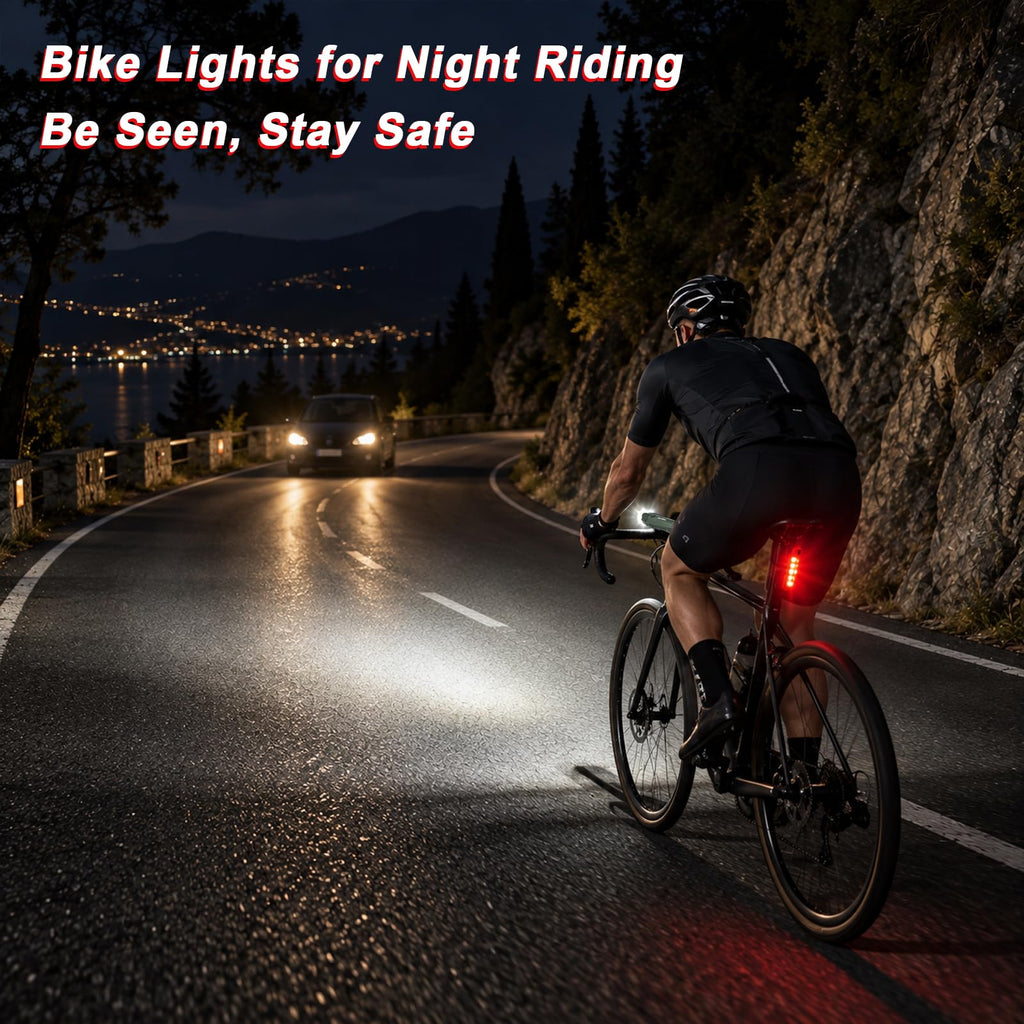 Ascher Ultra Bright USB Rechargeable Bike Light Set, Powerful Bicycle Front Headlight and Back Taillight, 4 Light Modes, Easy to Install for Men Women Kids Road Mountain Cycling