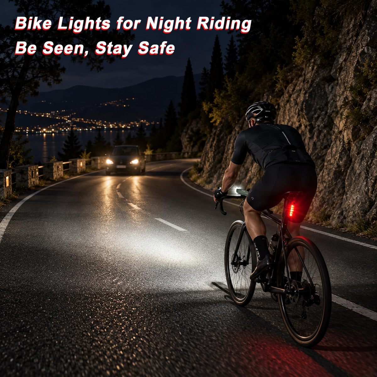 Ascher Ultra Bright USB Rechargeable Bike Light Set, Powerful Bicycle Front Headlight and Back Taillight, 4 Light Modes, Easy to Install for Men Women Kids Road Mountain Cycling