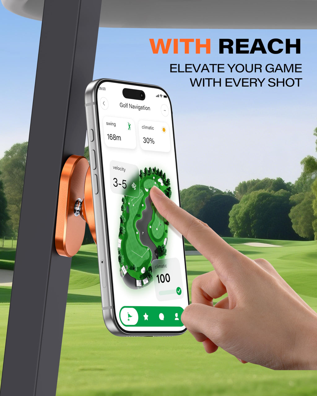 A2C Silver Alloy Magnetic Golf Cart Phone Holder Mount, Golf Accessories