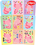 24 Pcs Make Your Own Axolotl Sticker, Party Favors Face Stickers for Kids