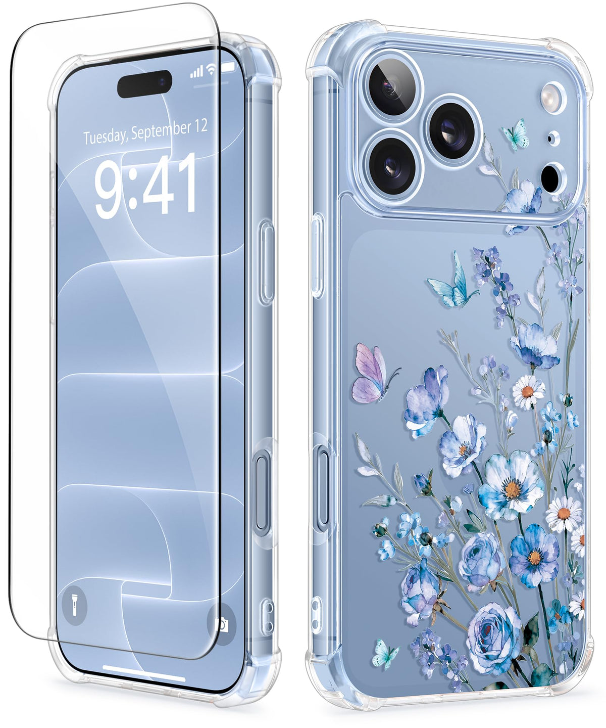 GVIEWIN for iPhone 18 Pro Max Case/17 Pro Max Case Floral Clear Slim Women