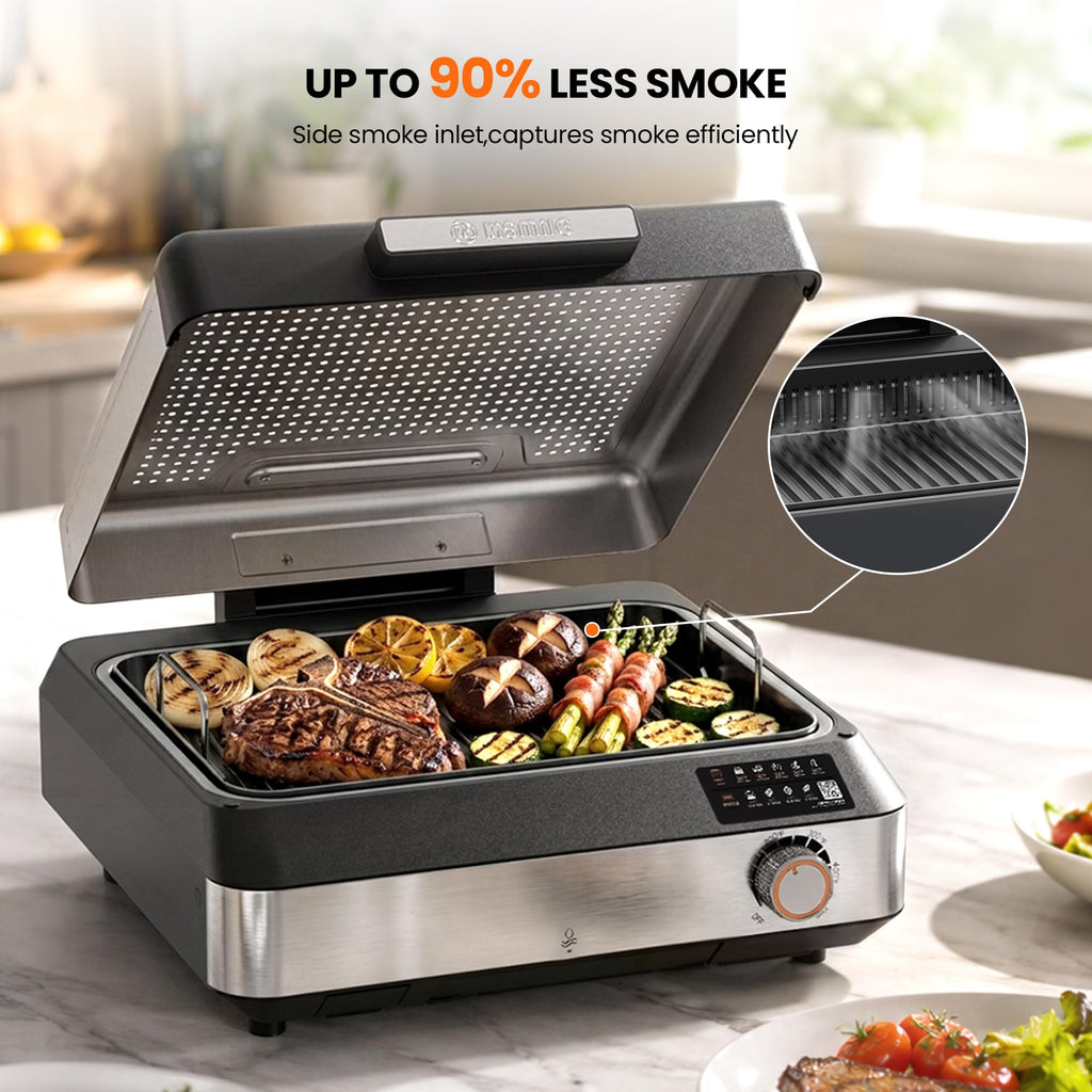 Kismile Smokeless Indoor Grill & Electric Griddle, 2-in-1 Countertop Grill