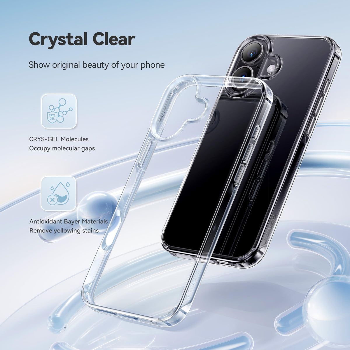 CASEKOO for iPhone 16 Smooth Crystal Clear Case, Patented Anti-Yellow
