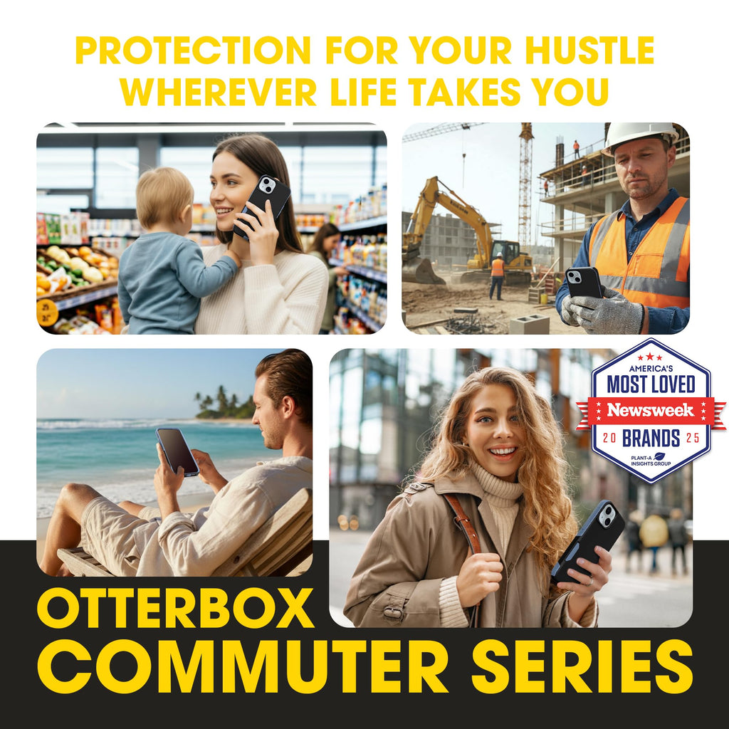 OtterBox iPhone 17e, 16e, 15, 14, & 13 Commuter Series Case - Black, Slim & Tough, Pocket-Friendly, with Port Protection - Thin & Protective iPhone Case, Dual-Layer, Impact Absorbing iPhone Case