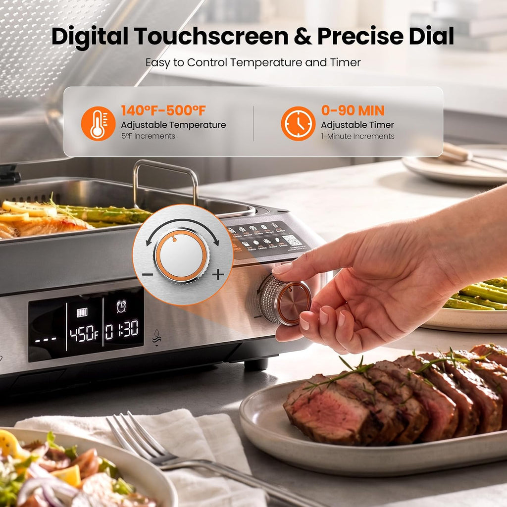 Kismile Smokeless Indoor Grill & Electric Griddle, 2-in-1 Countertop Grill