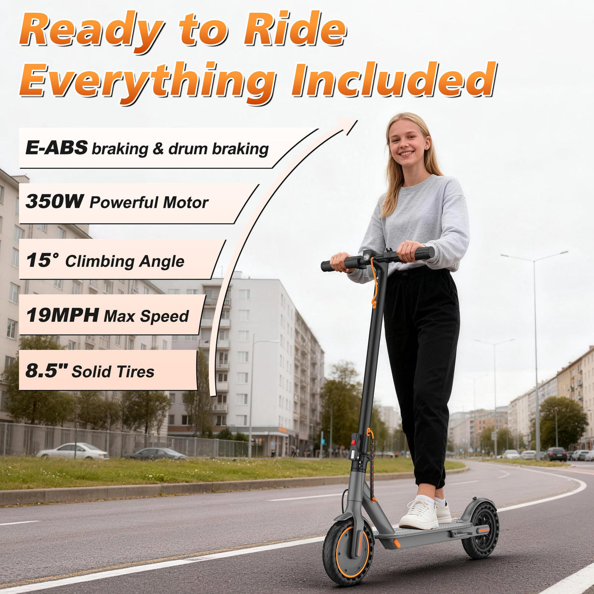 VOLPAM Electric Scooter, 350W/500W Motor, 21/28/40 Miles Long Range