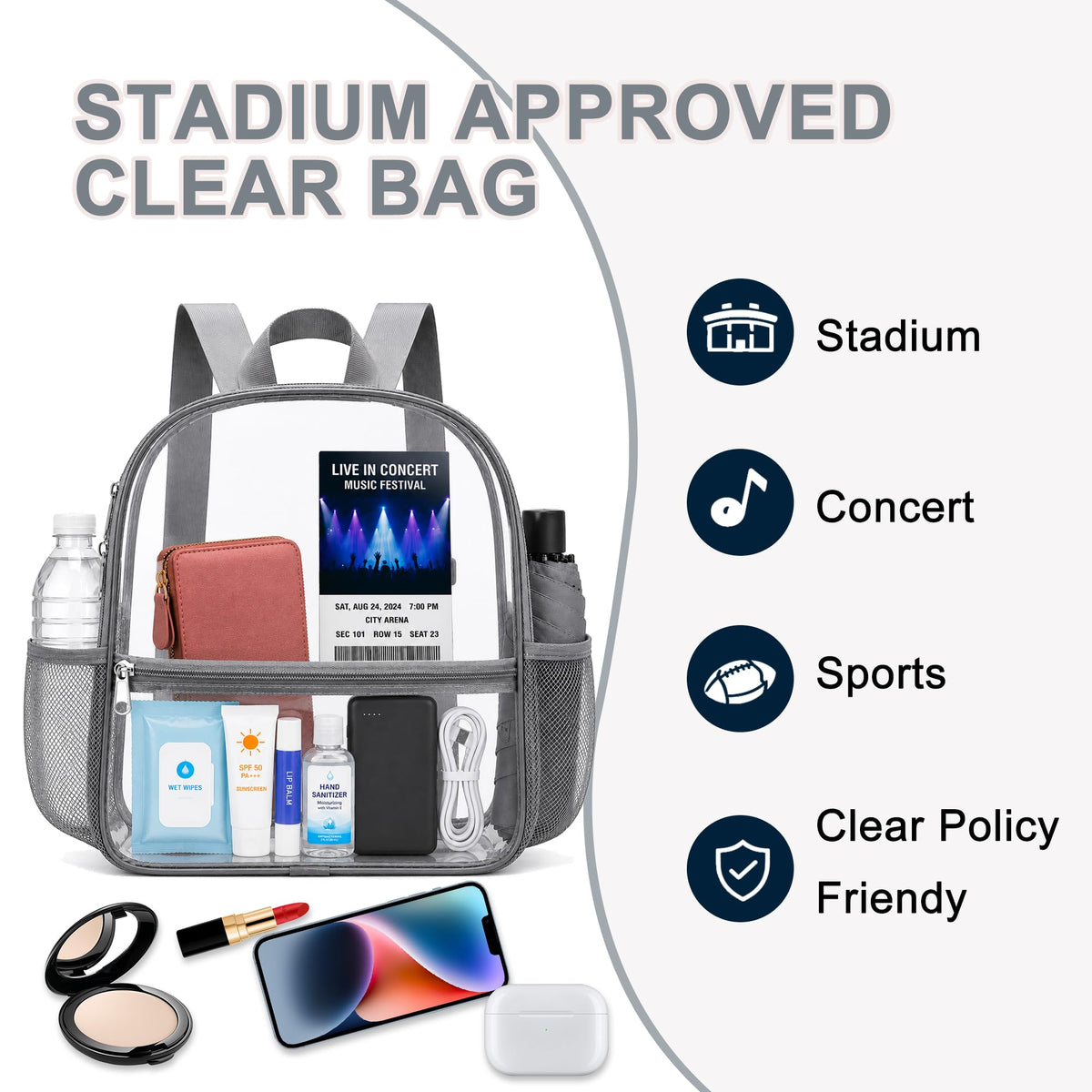 Oraben Clear Backpack for Stadium Events Sports Fan Backpack Stadium Bag
