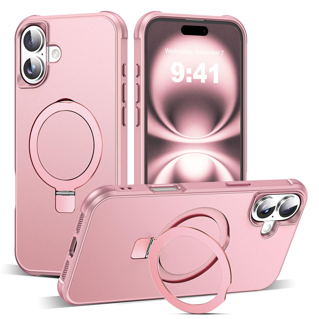 SKYLMW Compatible with iPhone 17 Case with Stand,Rose Gold