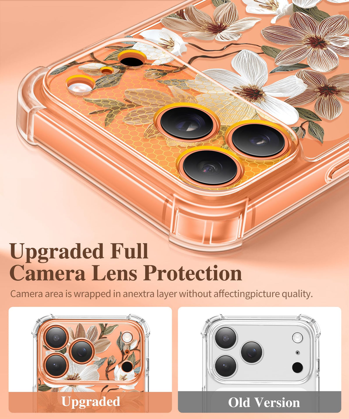GVIEWIN for iPhone 18 Pro Max Case/17 Pro Max Case Floral Clear Slim Women