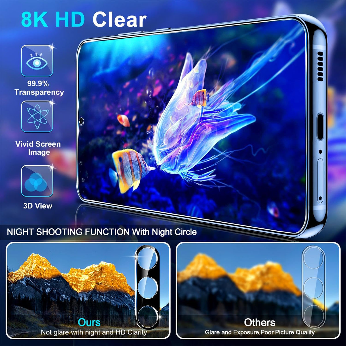 firtstnow 3 Pack for Samsung Galaxy S25 Ultra Screen Protector Tempered Glass + 3 Pack Camera Lens Protector, Military Grade Shatterproof, 9H Hardness, Fingerprint Unlock,Case Friendly 6.9 Inch