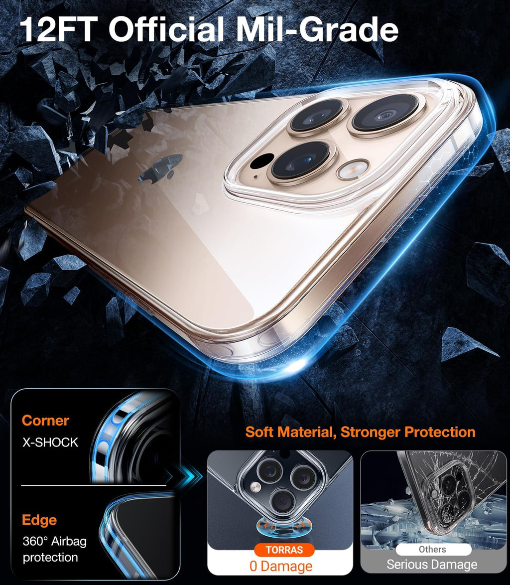 TORRAS for iPhone 14 Pro Max Case, Anti-Yellowing, Crystal Clear