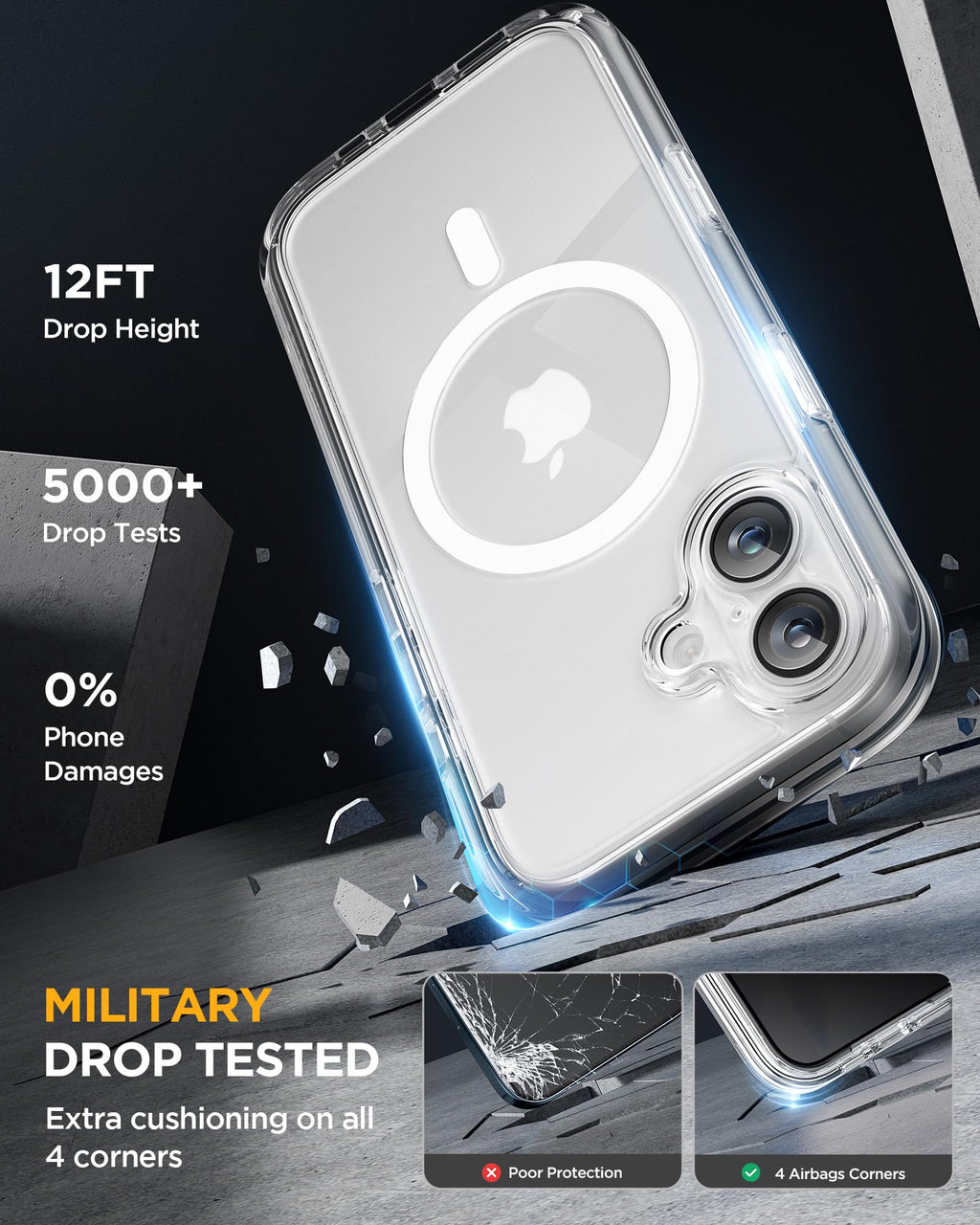 Miracase for iPhone 15 Pro Case 6.1'',with Private Screen Protector,Black