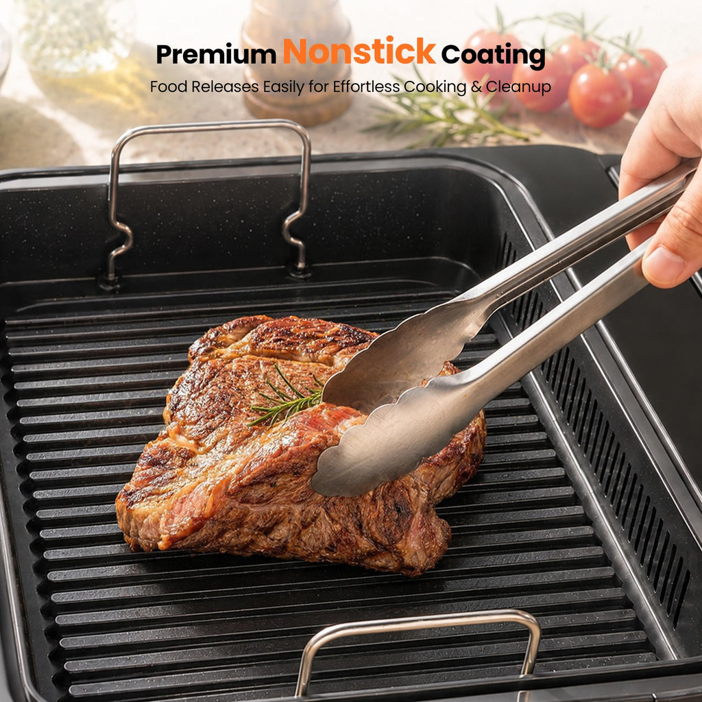 Kismile Smokeless Indoor Grill & Electric Griddle, 2-in-1 Countertop Grill