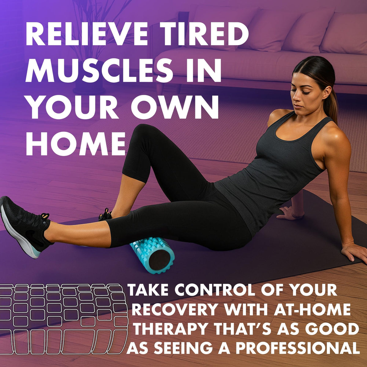 321 STRONG Patented 3-Zone Massage Roller, Medium Density for Exercise