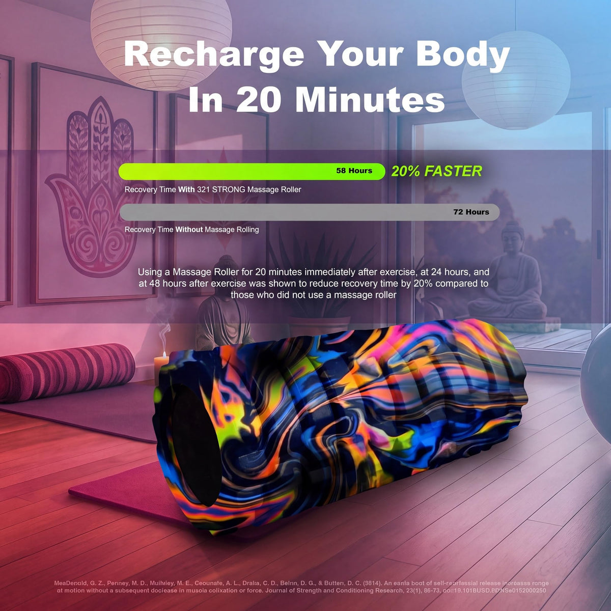 321 STRONG Patented 3-Zone Massage Roller, Medium Density for Exercise