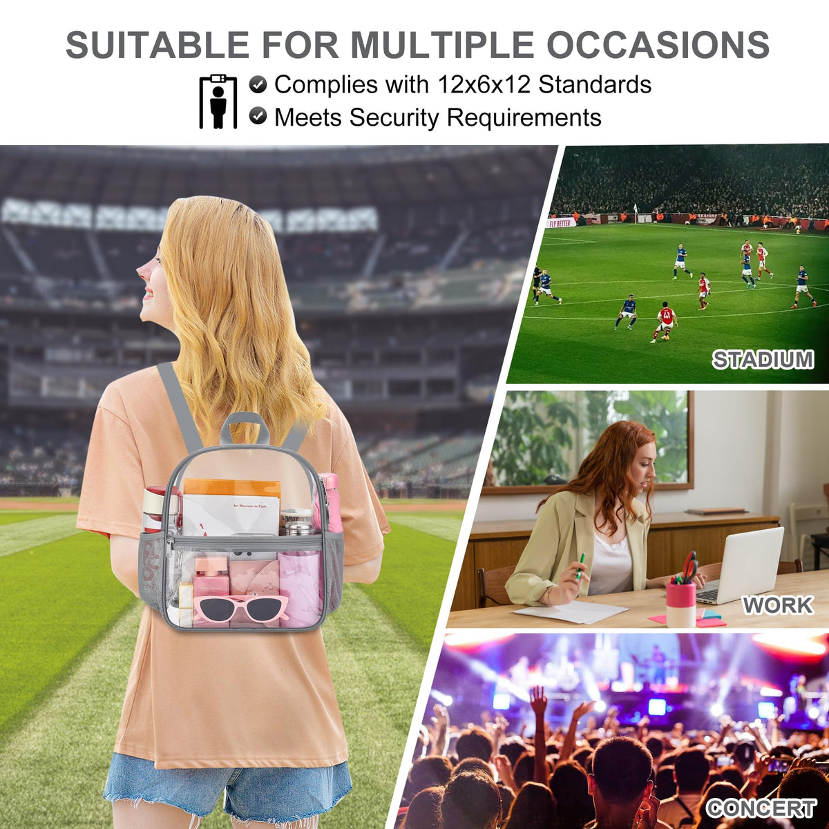 Oraben Clear Backpack for Stadium Events Sports Fan Backpack Stadium Bag